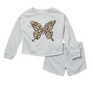 love, Fire Kids' Fleece Pullover & Shorts Lounge Set In Heather Grey